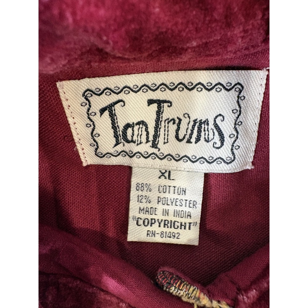Vintage TanTrums Tapestry Embellished Maroon Leopard Print Vest Women's Size XL - Picture 6 of 7